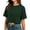 Dark Green, variant on Tee Shirts Womens Ladies Crew Neck Short Sleeve Solid Crop Tee Loose Fit Casual Sporty Summer Top