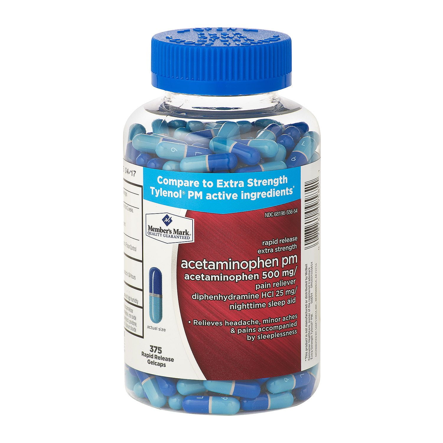 Member's Mark Rapid Release Acetaminophen/Pain Reliever/Sleep Aid - 375 gelcaps