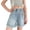 Blue, variant on Pull on Denim Shorts for Girl - Stretchy Elastic Waist Jean Shorts Casual Loose Ripped Distressed Wide Leg Denim Summer Shorts with Pockets Blue 8 Years
