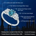 thumbnail image 2 of Gem Stone King 10K White Gold London Blue Topaz White Topaz and Diamond 3-Stone Engagement Ring for Women (2.22 Cttw, Gemstone Birthstone) (Size 9), 2 of 5