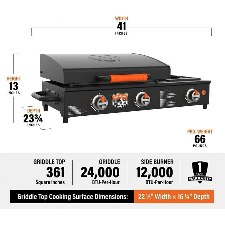 Blackstone griddle with outlet side burner