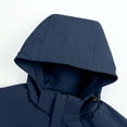thumbnail image 5 of Windbreakers for Men Man Solid Color Three Prevention Cottoning Climbing Wear As One Down Cotton Intensification Warm Outdoor Jacket Navy 2XL Men's Windbreaker Jacket, 5 of 8