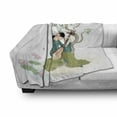 thumbnail image 3 of Chinese Soft Flannel Fleece Throw Blanket, Young Woman Sitting near a Tree and Playing Traditional Musical Instrument, Cozy Plush for Indoor and Outdoor Use, 50" x 60", Multicolor, by Ambesonne, 3 of 6