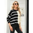 thumbnail image 4 of Womens Striped Pullover Sweater Crew Neck Long Sleeve Knitted Color Block Casual Loose Lightweight Sweaters for Women, 4 of 6