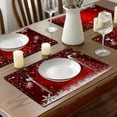 thumbnail image 5 of Christmas Placemats Set of 4 Washable 12 x 18 Inches Winter Placemats Red White Snowflake Table Placemats Linen Non-Slip Heat Resistant Xmas Red Table Mats for Home Holiday Party Kitchen Table Decor, 5 of 6