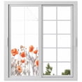 thumbnail image 2 of Orange Spring Floral Window Privacy Film, Watercolor Summer Botanical Static Cling UV Sun Blocking Tint Film Heat Control Windows Films for Bedroom Bathroom, Window Stickers 23.6"x59", 2 of 8