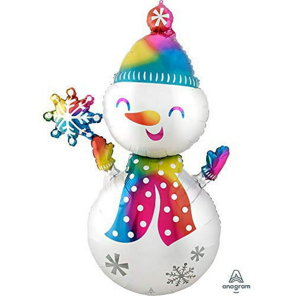 Anagram 55" Satin Infused Snowman Foil Balloon, Multicolor