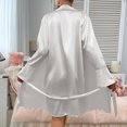 thumbnail image 4 of Naittoop Women's Satin Robe Silky Kimono Bathrobe Lace Trim Bridesmaid Wedding Robes Bridal Nightgown Sleepwear, 4 of 5