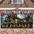 thumbnail image 2 of 16X7 ft Halloween Castle Full Moon Garage Door Decoration Background Haunted House Hallowmas Scary Night Spooky Bats Cemetery Child Kids Halloween Backdrop Theme Party Decor Banner Cover, 2 of 5