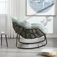 thumbnail image 5 of Vintage Rattan Rocking Recliner Chair with Smooth 30° Rocking & Anti-Tip Base, Ergonomic Outdoor Lounge for Plus Sizes & Families, Machine-Washable Cushion, Light Green, 5 of 9