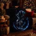 thumbnail image 3 of Magical Black Cat Kitten Under Glowing Blue Crescent, Mystical Pet Portrait Pattern, Warm Flannel Blanket for Living Room and Bedroom, Cat Lovers autumn celebration Gift, Pet Lover Home Decor, 3 of 9