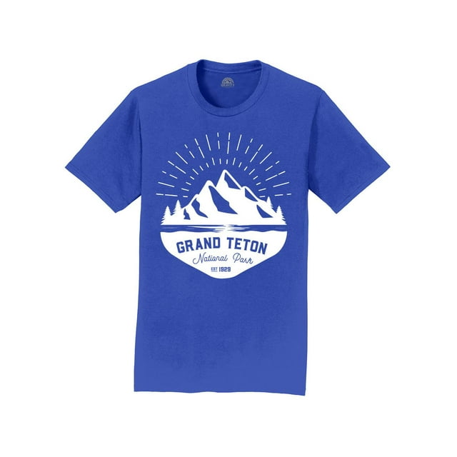 Gravity Outdoor Co. T-Shirt Homme Grand Teton - Logo Blanc - Royal - Petit