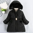thumbnail image 2 of Auroural Winter Thicken Kids Jackets Coats Girl Jackets Hooded Outerwear Girls' Winter Children Thick Solid Color Clothes Detachable Hat Mid To Long Length Clothes Winter Coat Clothes Black 140, 2 of 5