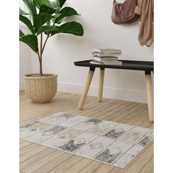 Unique Loom Ely Eco Southwestern Rug Ivory/Black 2' x 3' 1" Rectangle Geometric Cabin / Lodge Perfect For Living Room Bed Room Dining Room Office