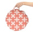 thumbnail image 2 of Abstract Round Floor Cushion with Handle, Repetitive 4 Leaf Flower Shapes in Summer Pastel Tones Blossoms Print, Pillow for Living Room & Dorms, 18" Round, Coral Blush and White, by Ambesonne, 2 of 4