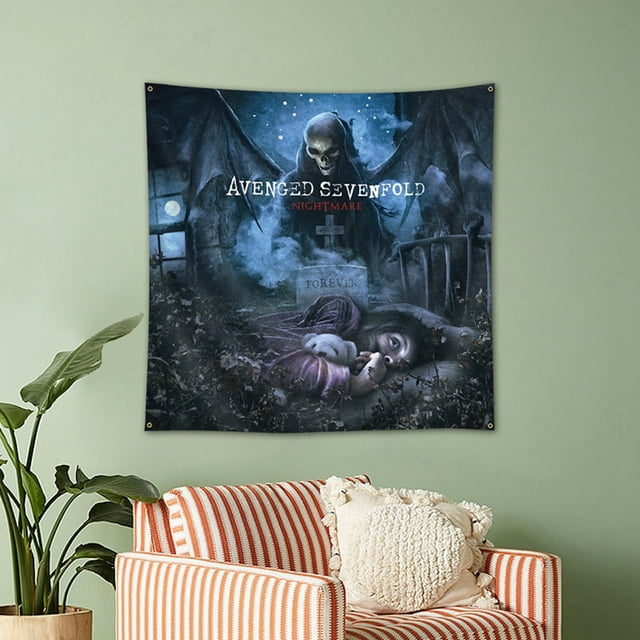 Tapestry Avenged Sevfold Nightmares, diseño decorativo con forma de bandera, 90 x 150 cm