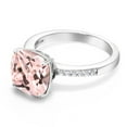 thumbnail image 4 of Gem Stone King 925 Sterling Silver Peach Simulated Morganite Engagement Ring for Women (4.44 Cttw, Cushion 10MM, Available in Size 5, 6, 7, 8, 9), 4 of 6