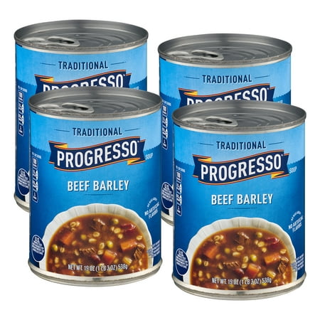 (4 Cans) Progresso Soup, Traditional, Beef Barley Soup, 19 (Best Vegetable Barley Soup)