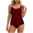 thumbnail image 2 of Roncen Womens Tankini Bathing Suit Modest Two Piece Swimsuit Ruffle V Neck Swim Tank Top with High Waisted Bottom, 2 of 7