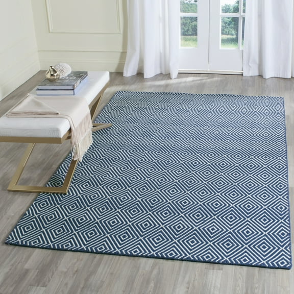 SAFAVIEH Wilton Donella Geometric Diamonds Area Rug, Navy/Ivory, 5' x 8'