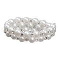 thumbnail image 3 of Pulsera elástica elegante con perlas de imitación y diamantes de imitación para mujer, ideal para novias, bodas y graduaciones. 2 hileras, 3 of 9