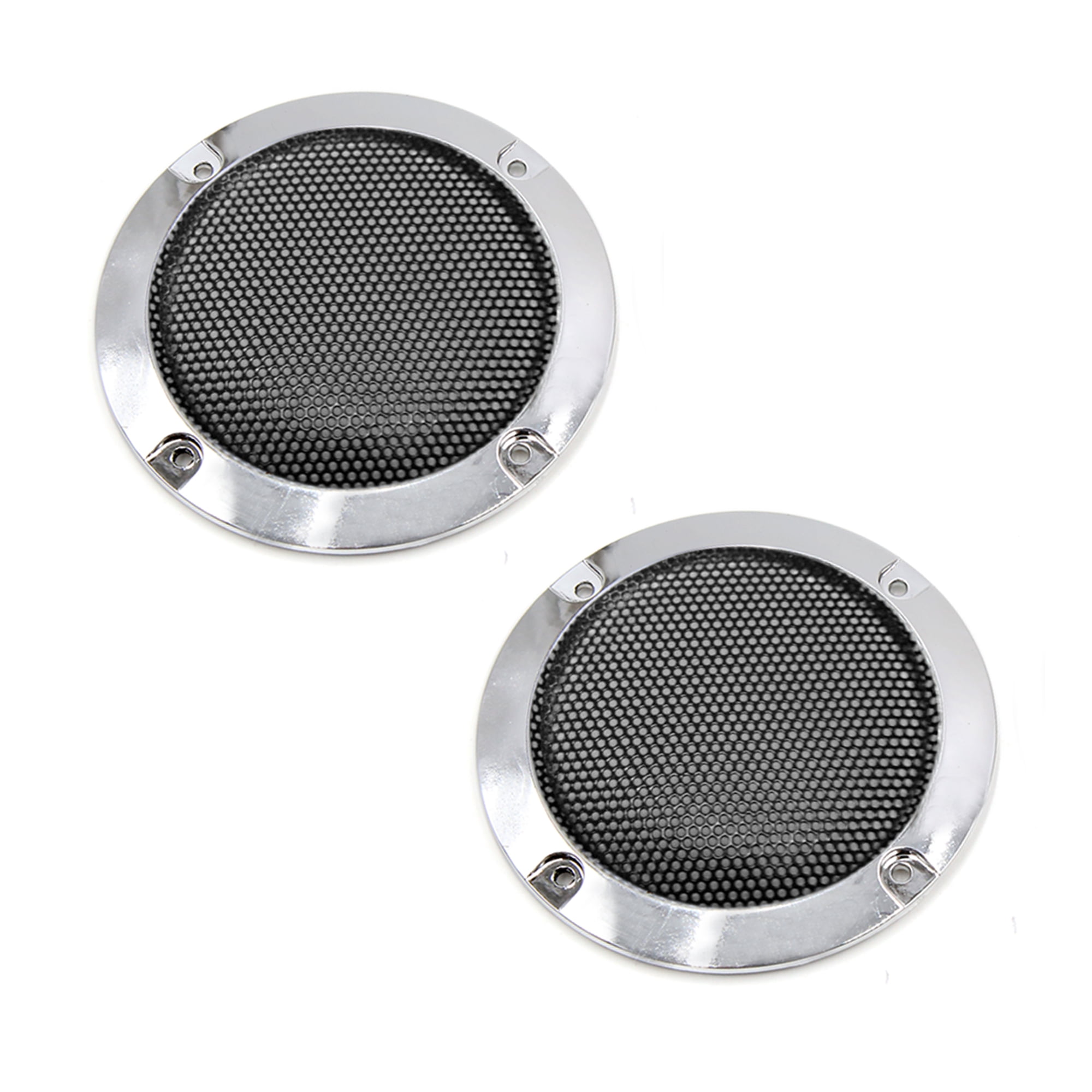 Unique Bargains 2Pcs Chrome Plating Car Audio Woofer Subwoofer Mesh Cover 3"