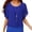 #04Blue, variant on Elegant Double Layer Chiffon Blouses for Women Plus Size Loose Batwing Short Sleeve Round Neck Casual Office Dressy Tops Purple 3XL