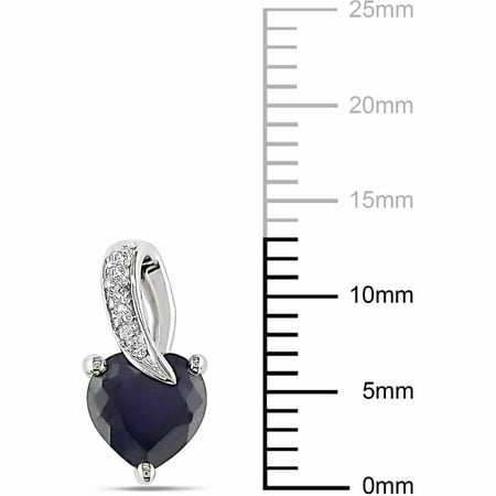 1-4/5 Carat T.G.W. Created Blue Sapphire and Diamond-Accent Sterling Silver Heart Earrings