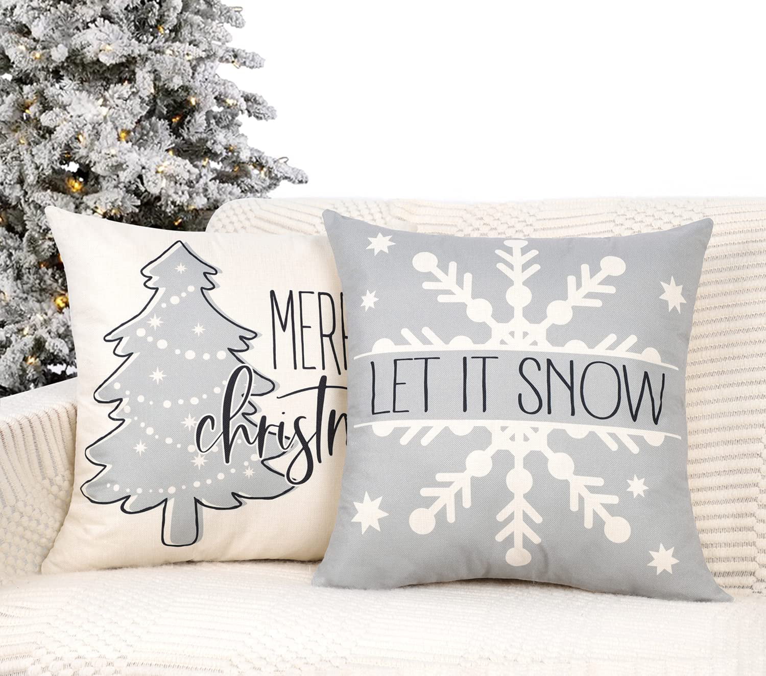  SHANLUO Christmas Decorations Throw Pillow Covers 18x18 Sofa  Decor Clearance Outdoor Pillowcases Farmhouse Set of 2 for Couch, Lumbar,  Bed, Living Room Soft Decorative de Navidad Casa White Red : Home