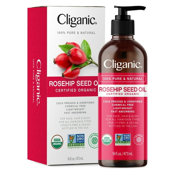 Cliganic Aceite Facial Organic Rosehip 473 ml Para Todo Tipo de Piel