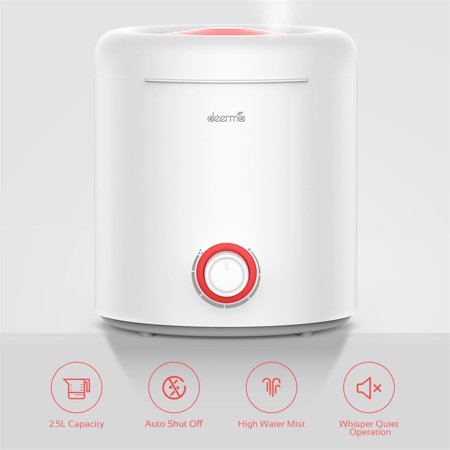 2.5L Cool Mist Humidifier for Home, Small Ultrasonic Humidifiers with Essential Oil for Bedroom, 360° Rotatable Mist Outlet, Top Fill, Auto Shut-off, One-Button Switch for Plant Bedroom Office Baby