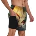 thumbnail image 2 of Yiaed Castle Red Green Sky Dragon Print Mens Swim Trunks Bathing Suit Compression Liner Beach Swim Shorts Swimwear Quick Dry Zipper Pocket No-Chafing Board Short-Medium, 2 of 6