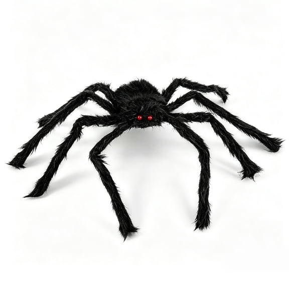 Giant Black Hairy Fake Spider, Large Halloween Spider Prop for Indoor Yard Halloween Decor & Outdoor Halloween Decorations, 59 Inch
