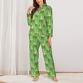 thumbnail image 2 of KLL Cartoon Frog And Lotus Leaf Print Women's Long Sleeve Pajamas with Pants Sleepwear Loungewear 2 Set-X-Large, 2 of 7