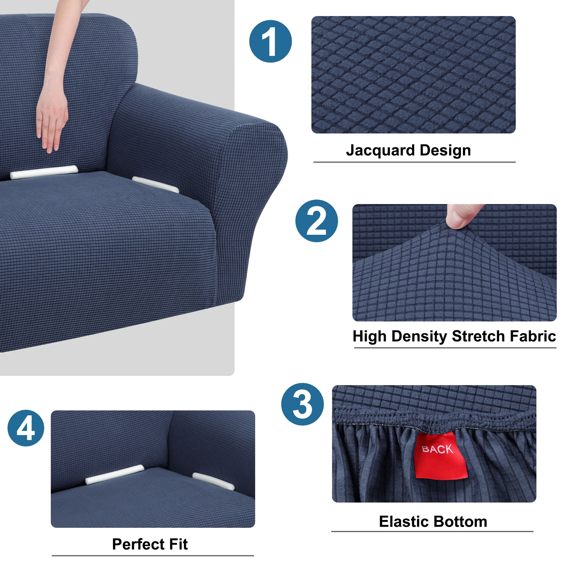Unique Bargains Stretch Slipcover Washable Furniture Covers for Dogs Navy Large