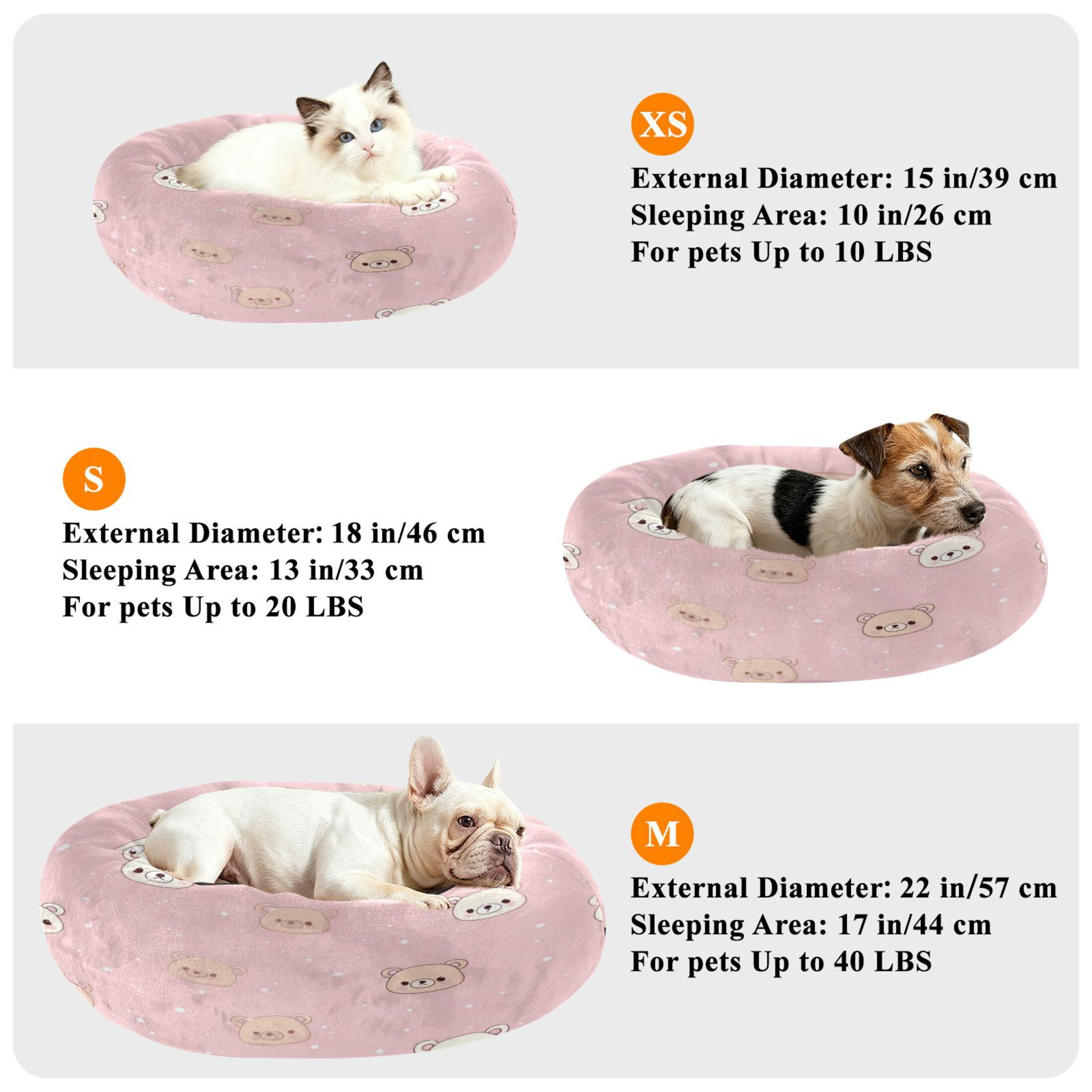 Iauyy Pet Couch Donut Cat Bed for Indoor Cats/Small Dogs Washable & Machine with Non-slip Bottom Calming Cat Furniture, Face Of The Little Bear (M)