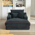 thumbnail image 3 of Aukfa 68" Oversized Chaise Lounge Chair with 2 Cup Hoders&Side Pockets, 3Pillows, Corduroy, Gray, 3 of 9