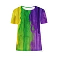thumbnail image 5 of RKSTN Women's Mardi Gras Shirts Oversized Crewneck Funny Carnival Graphic Printed Short Sleeve T Shirts Pullover Top Womens Casual Plus Size Round Neck Loose Fits Comfy Holiday Tee Shirts, 5 of 5