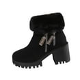 thumbnail image 2 of Gamivast Winter Boots for Women Low Chunky Heel Round Toe Side Zipper Fleece Lined Booties Platformed Winter Warm Waterproof Ankle Boot with Non-Slip Trendy Cozy Snow Shoes, 2 of 6