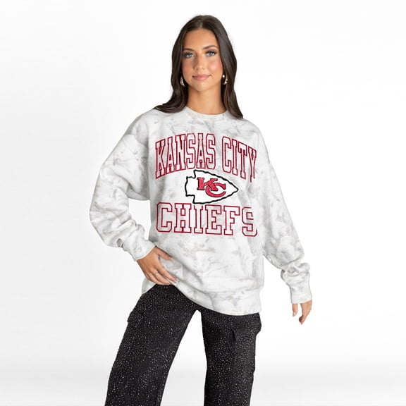 Women's Gameday Couture Arctic Camo Kansas City Chiefs Whiteout Oversized Premium Fleece Sweatshirt