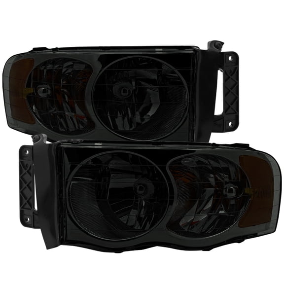 Factory Style Headlights (Chrome Housing/Smoke Lens) Made for and Compatible with 2002-2005 Dodge RAM 1500/ 2003-2005 RAM 2500 3500