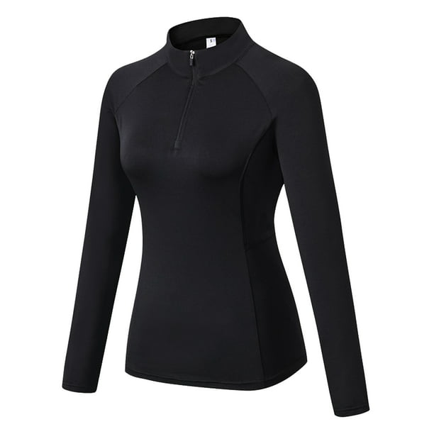 Half-Zip Long Sleeve Pullover for Women Running Hiking Fishing Sports Tops  with Thumb Hole Workout Yoga Shirts S-XXL - Walmart.com