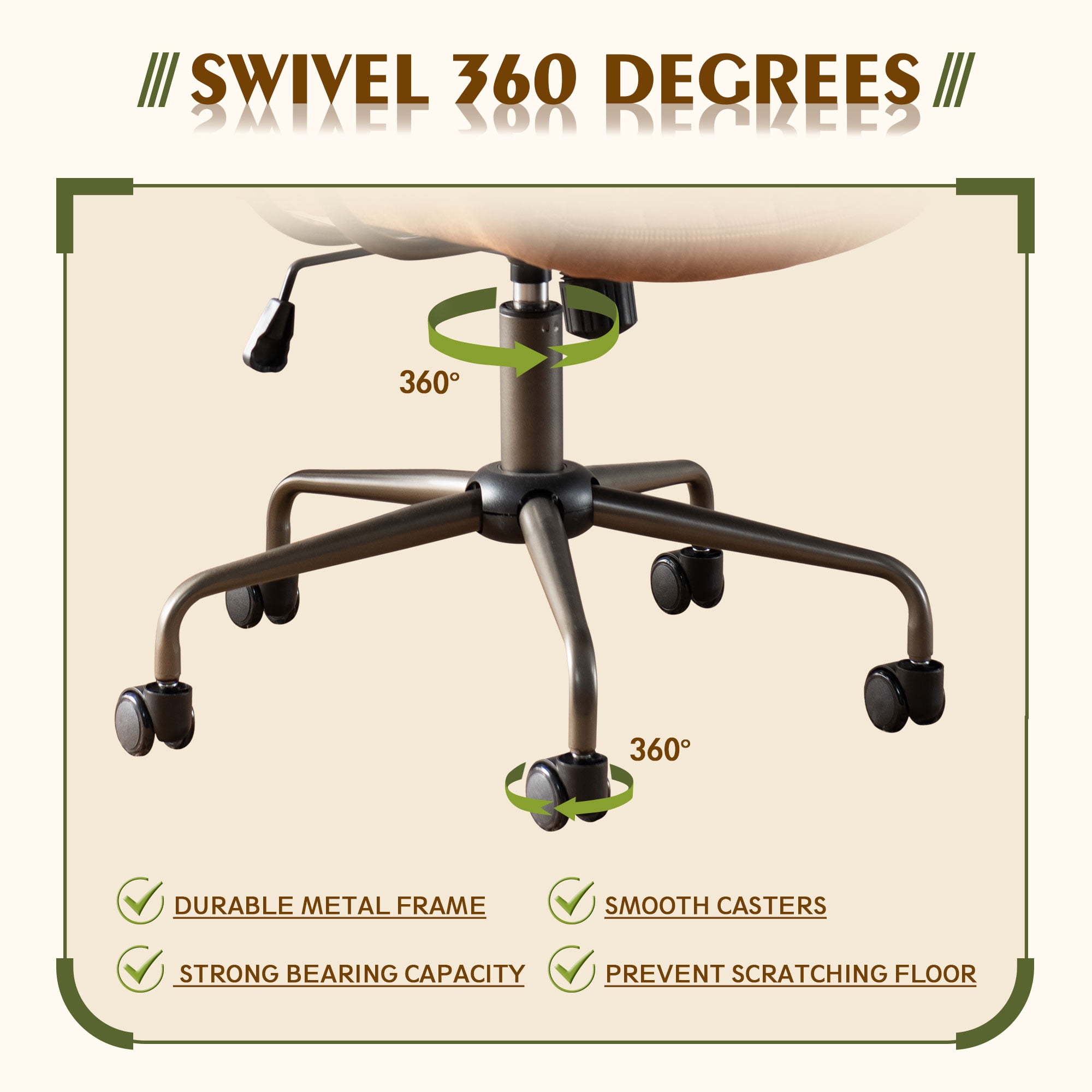 Toject Executive Desk Chair, Ergonomic Office Chair with Lumbar Support, Suede Leather, Brown