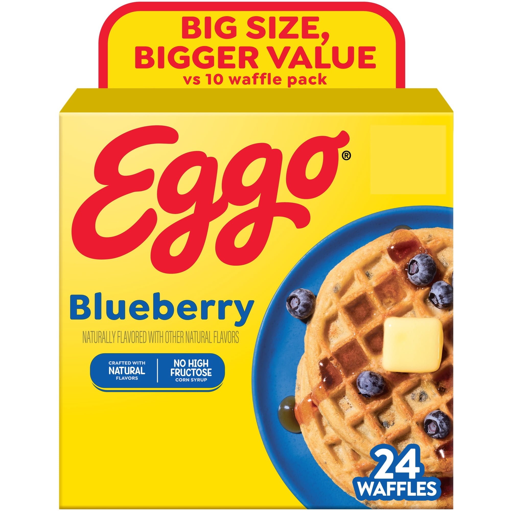 Eggo Blueberry Waffles, Breakfast Food, 29.6 oz, 24 Count (Frozen)