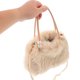 thumbnail image 3 of Bolso de mano de piel sintética de gran capacidad para mujer con cadena de perlas, bolso de hombro de felpa, elegante bolso de noche beige, 3 of 8