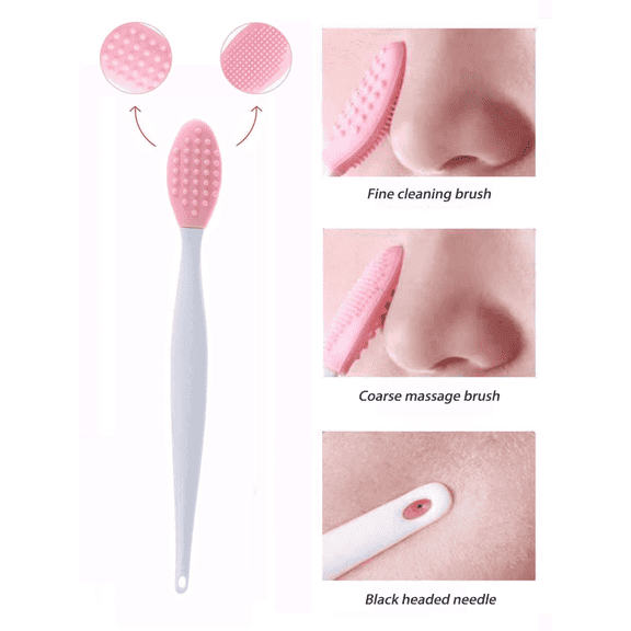 Double-Sided Silicone Face Cleansing Brush, Pore & Nose Cleaning Brush, Gentle Facial Cleansing Tool, Essential for Daily Skincare