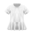 thumbnail image 3 of Doomiva Kids Girls Metallic Jazz Hip Hop Peplum Dance Tops Short Sleeve Sequins Round Neck Shiny Party T-Shirts Blouses Silver 110, 3 of 7