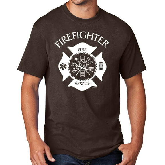Men's Firefighter T-shirt, Small Dark Chocolate Brown