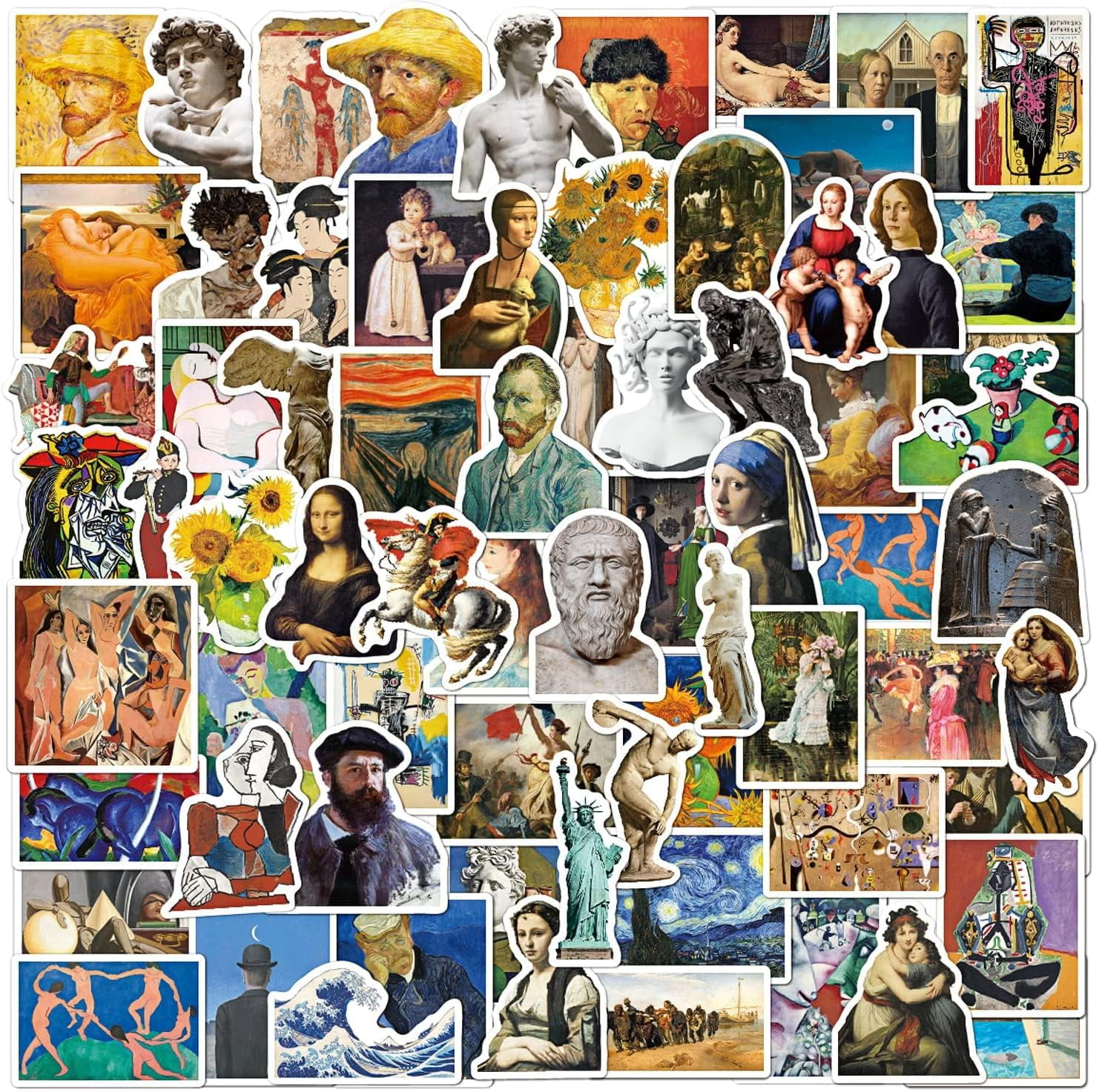 ERDS-Aesthetic Art Sticker Oil Painting Stickers, Van Gogh Stickers ...