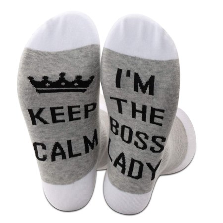 

JXGZSO Boss Lady Gift Keep Calm I m The Boss Lady Socks Funny Gift For Girl Boss (Grey-boss lady)